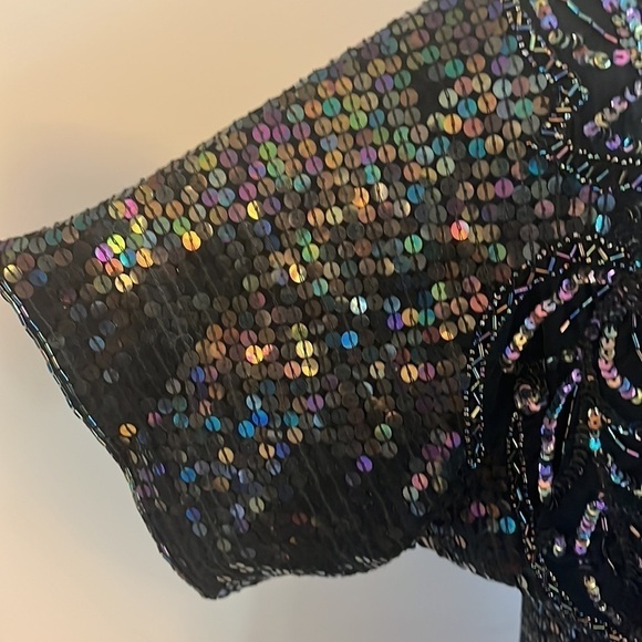 Gold Star Vintage Sequin Hand Beaded Blouse black new with tags size medium - Picture 3 of 9